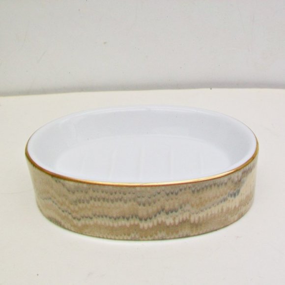 Mikasa VIBRATION Soap Dish L5284 Beige Porcelain Bathroom Vanity Collectible - Picture 1 of 4